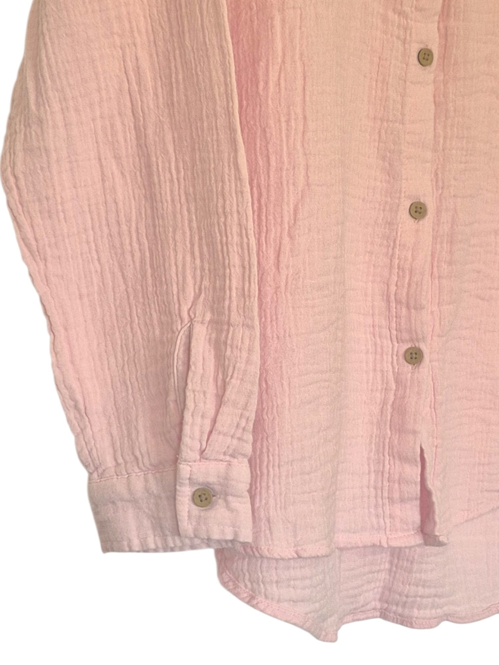 Beach Lunch Lounge Pink Cotton Gauze Button Down Shirt XL Coastal Boho Cabincore - Picture 4 of 9